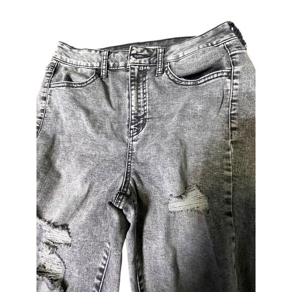 Gray Acid Wash Distressed Skinny Jeans Y2K Jeggings Size 29 High Rise Stretchy - Picture 5 of 8
